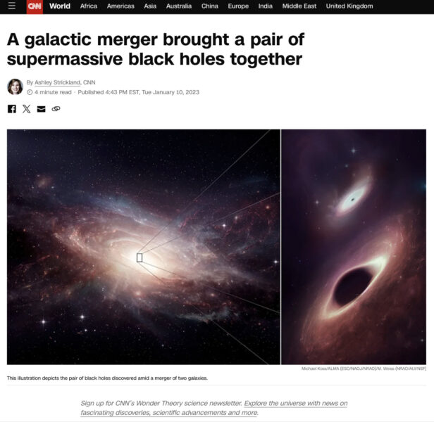 A galactic merger brought a pair of supermassive black holes together
